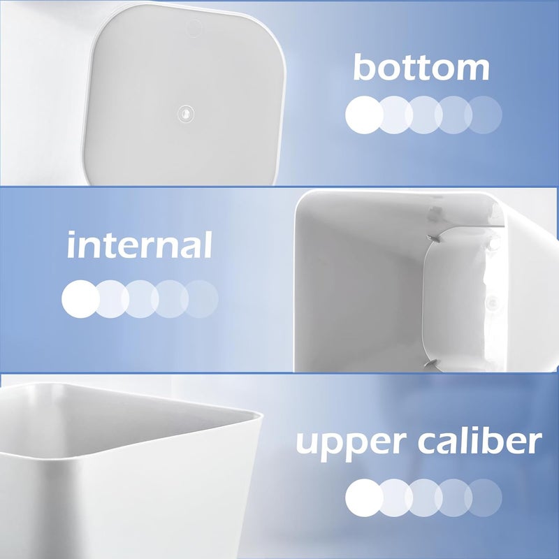 Hoolerry 9 Pieces Garbage Can 2 Gallon Small Trash Cans Bulk Bathroom Trash Bin Plastic Wastebasket Square for Bedroom Slim Bathroom Trashcan Small Container for Kitchen Office Home(White) - Image 3