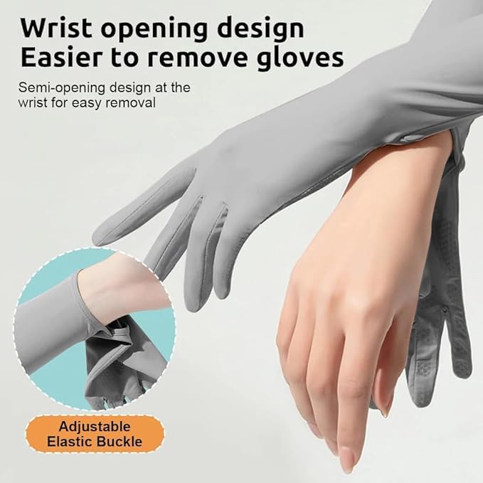 ZURATO Hand Gloves for UV Sun Protection, Full Arm Sleeves for Women Bike Riding, Cooling Summer Gloves Arm Full Finger Sleeves for Driving, Golfing, Sports (Dark Grey, Full Arm Sleeves) - Image 5