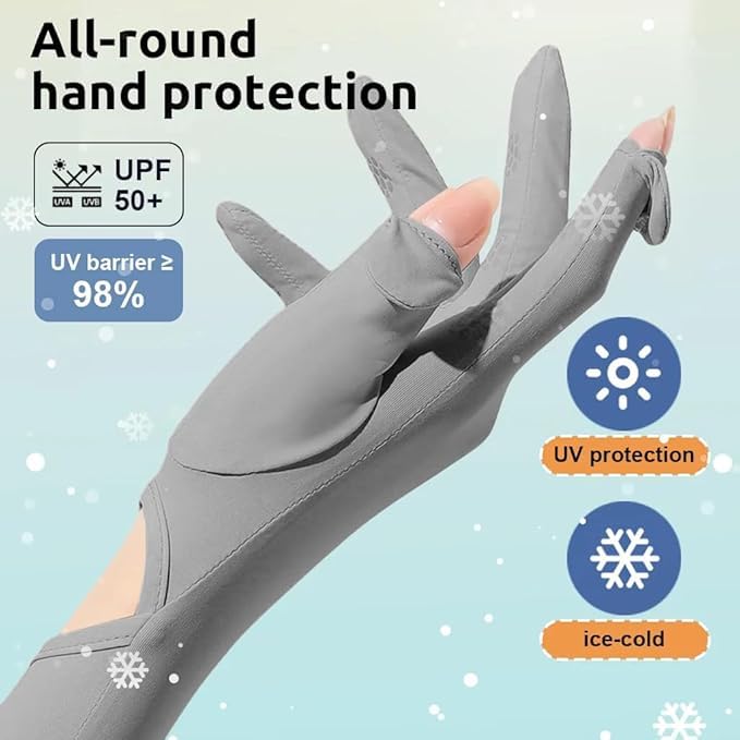 ZURATO Hand Gloves for UV Sun Protection, Full Arm Sleeves for Women Bike Riding, Cooling Summer Gloves Arm Full Finger Sleeves for Driving, Golfing, Sports (Dark Grey, Full Arm Sleeves) - Image 3