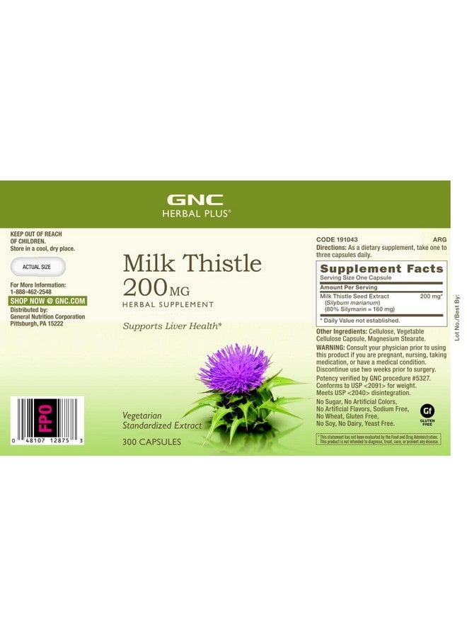 GNC Herbal Plus Milk Thistle 200mg Supplement, Vegetarian, Supports Healthy Liver Function, 100 Servings - Image 3
