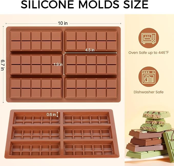 Husaini Mart HUSAINI MART Multicolour 1 Piece Chocolate Molds NonStick Chocolate Bar Mold Break Apart Chocolate Bar Maker Food Grade Deep Chocolate Bar Mold for Making Candy Kunafa Pistachio Chocolate Bar  - Image 2