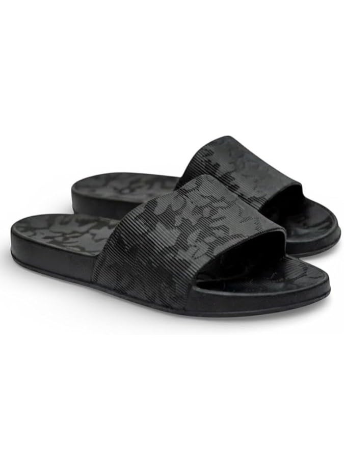 Size: 44  Black Medical Slippers - Map Design - Comfortable Design - Lightweight Sole - Waterproof Rubber Material - Slippers for Men, Youth, Kids - Perfect for Home, Beach, StreetV - Image 1