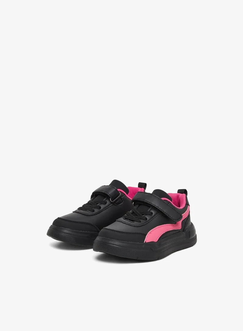 Styli Active Girls Black Contrast Panel Sneakers