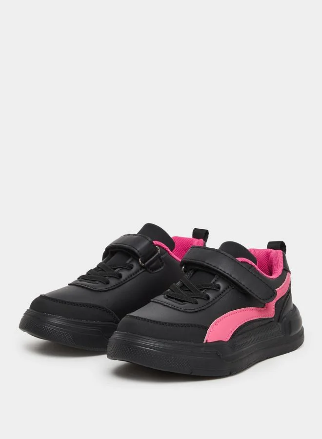 Styli Active Girls Black Contrast Panel Sneakers