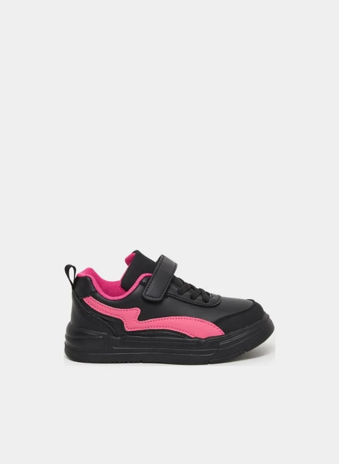 Styli Active Girls Black Contrast Panel Sneakers