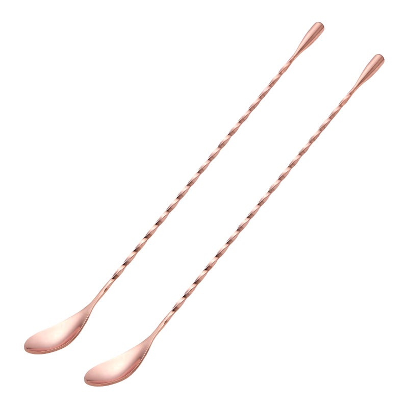 2 Pcs 12 Inches Bar Spoon Long Handle Mixing Stirrers for Drink Briout Stainless Steel Bar Cocktail Shaker Spoon Rose Gold