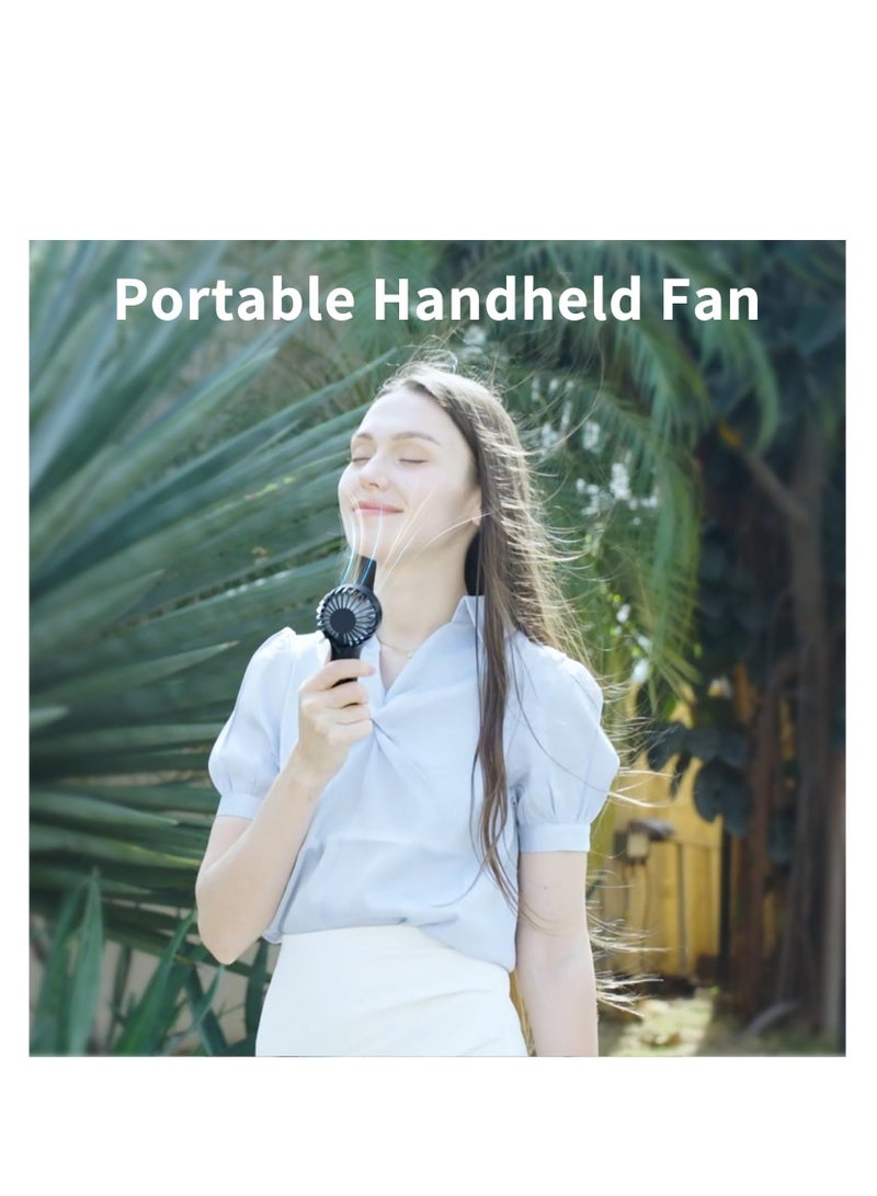 Mini Personal Fan Handheld, Small Portable Handheld Fan, Battery Operated, USB Rechargeable, Face Makeup Lashes Desk Fan with Base, for Kids, Women, Men, Indoor, Outdoor Travelling, Pink - Image 2
