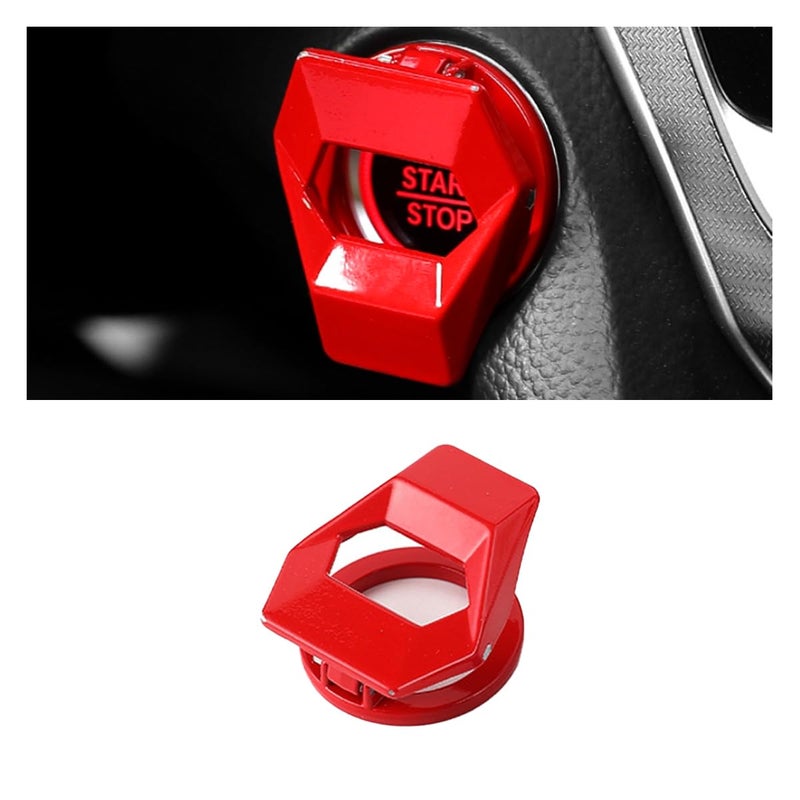 GLSOWEE Car Engine Start/Stop Button Cover, Zinc Alloy Car Push Button Start Cover Car Power Control Trim, Universal Key Ignition Switch Protective Cover for Cars, SUVs (Red) - Image 1