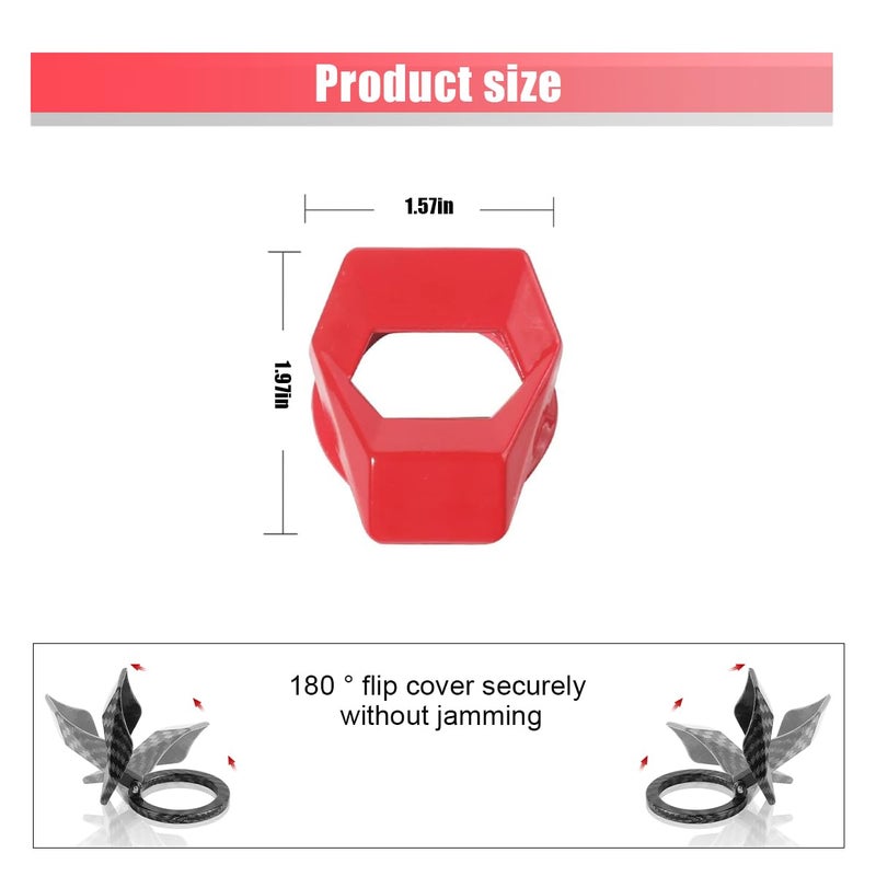 GLSOWEE Car Engine Start/Stop Button Cover, Zinc Alloy Car Push Button Start Cover Car Power Control Trim, Universal Key Ignition Switch Protective Cover for Cars, SUVs (Red) - Image 2