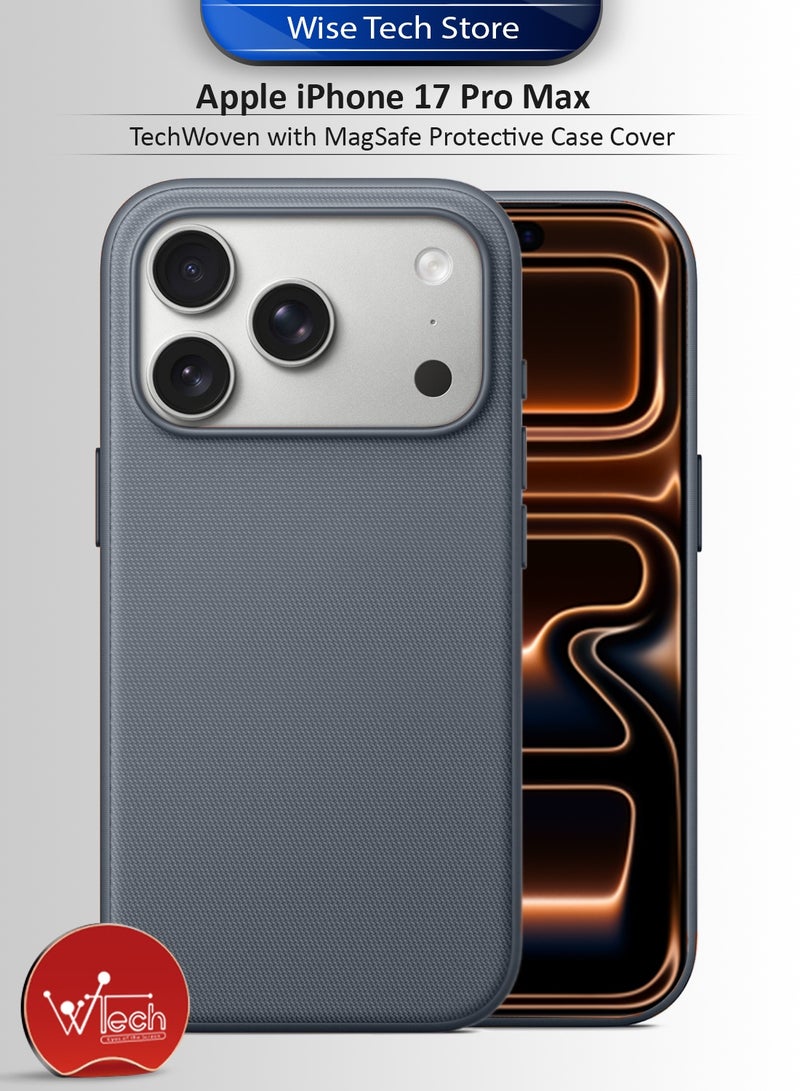 دبليو تيك آيفون 17 برو ماكس 5G 2025 من آبل TechWoven مع غطاء حافظة واقية MagSafe (MCMPMN) - رمادي غامق - Image 1