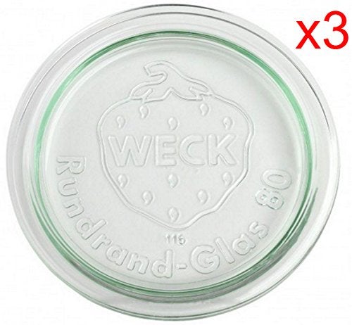 Weck Weck 3 x  100mm (approx. 4") LARGE ORIGINAL Loose Fitting Replacement Glass Lid. Fits WECK Models 738, 739, 740, 741,  - Image 1