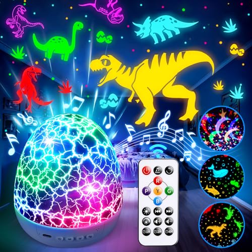 PIKOY Dinosaur Toys for Kids 3-8 Night Light Projector Dinosaur Eggs | 15 Sounds & 3D Films | 31Colors & Remote Control | Toddler Toys, Boys Room Decor, STEM Educational Gifts - Image 1