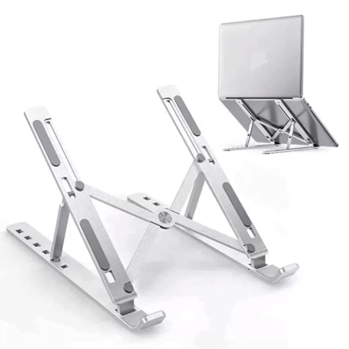 FreshDcart FDC287 Foldable Laptop Stand Aluminum Laptop Stand with Multiangle Adjustable Stand for Notebook MacBook Tablet Tray Desk Table Book Laptop Pack of 1 - Image 1