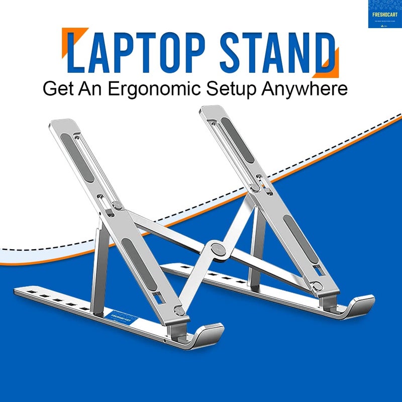 FreshDcart FDC287 Foldable Laptop Stand Aluminum Laptop Stand with Multiangle Adjustable Stand for Notebook MacBook Tablet Tray Desk Table Book Laptop Pack of 1 - Image 2