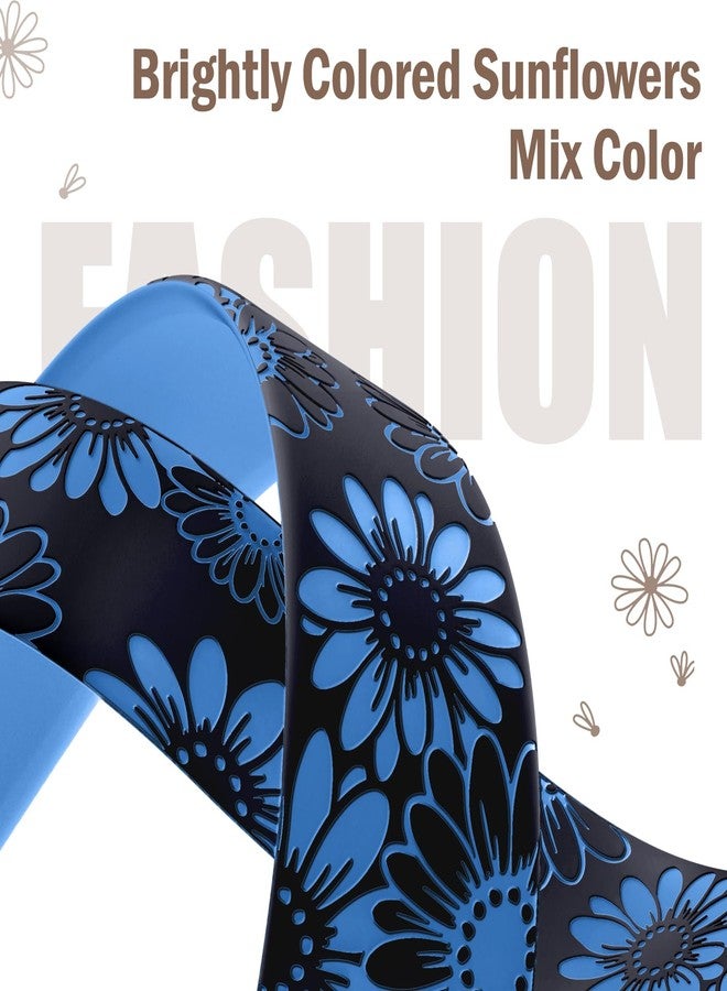 DaQin Floral Engraved Band Compatible with Apple Watch Band 40mm 41mm 38mm Women, Cute Flower Pattern iWatch Bands Soft Silicone Sport Strap for iWatch Series 9 8 7 6 5 4 3 2 1 SE Ultra,Black/Blue - Image 4