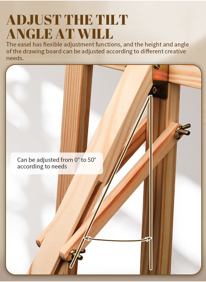 Generic Easel Stand for Painting, Adjustable Wooden Drawing Stand, Folding Studio Easel, Beechwood Artist Art Craft for Drawing, Wedding Sign and Poster, Suitable for Kids and Adults  - Image 5