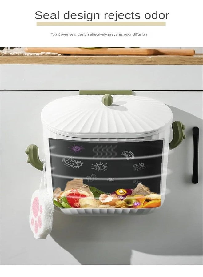 MIXEN Food Waste Basket Wall-Mounted Garbage Can for Bathroom Hanging Kitchen Trash Can with Lid 2.1 Gal Hanging Open-Top Trash Can For Kitchen Cabinet Door With LidEN - Image 3
