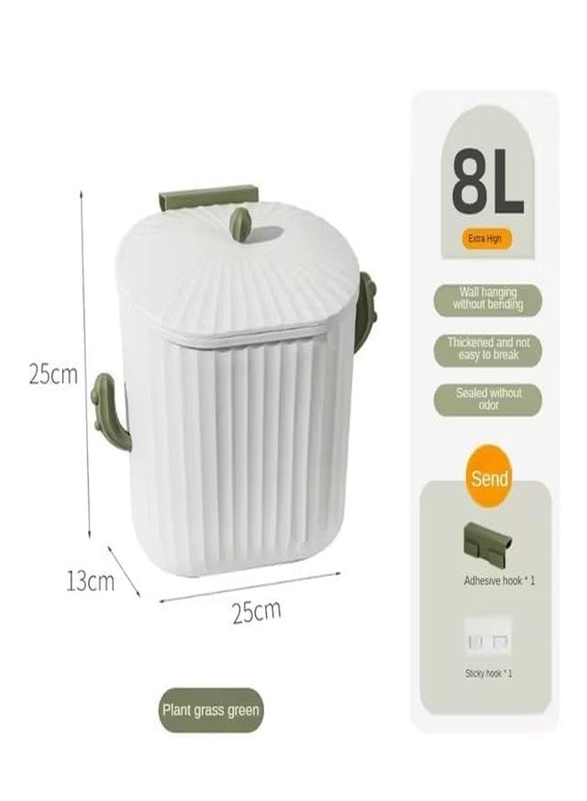 MIXEN Food Waste Basket Wall-Mounted Garbage Can for Bathroom Hanging Kitchen Trash Can with Lid 2.1 Gal Hanging Open-Top Trash Can For Kitchen Cabinet Door With LidEN - Image 4
