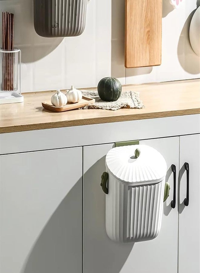 MIXEN Food Waste Basket Wall-Mounted Garbage Can for Bathroom Hanging Kitchen Trash Can with Lid 2.1 Gal Hanging Open-Top Trash Can For Kitchen Cabinet Door With LidEN - Image 1