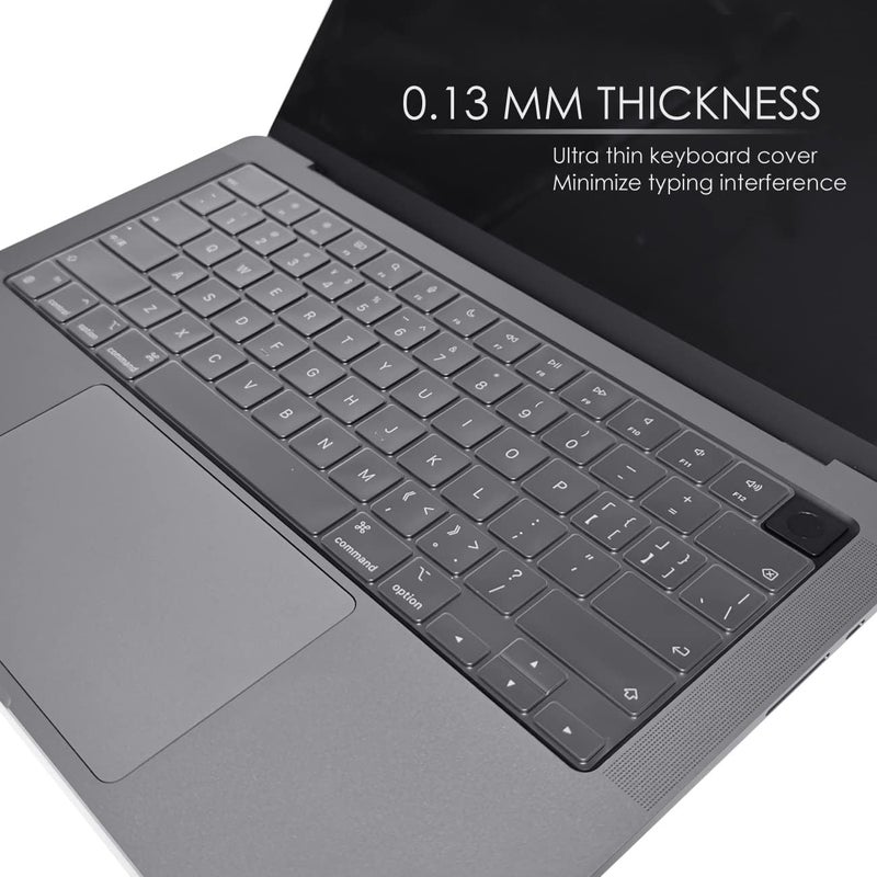 ProElife Ultra Thin Keyboard Cover Skin for Newest 2021 MacBook Pro 14'' 16.2'' with M1 Pro / M1 Max Chip and Touch ID Accessories Soft-Touch TPU Keyboard Protector, U.S Layout (Transparent Clear) - Image 3