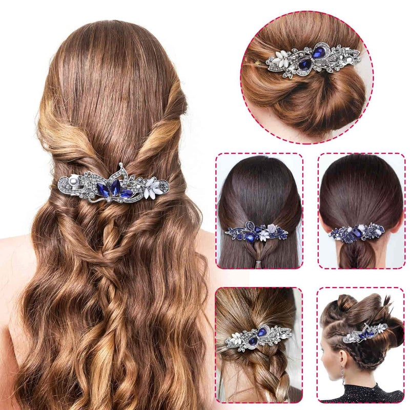 anezus Hair Barrettes for Women, Anezus 6 Pcs Crystal Rhinestones Hair Barrettes Fancy Vintage Spring French Hair Clips for Women Girls Hair Styling Tools Accessories - Image 5