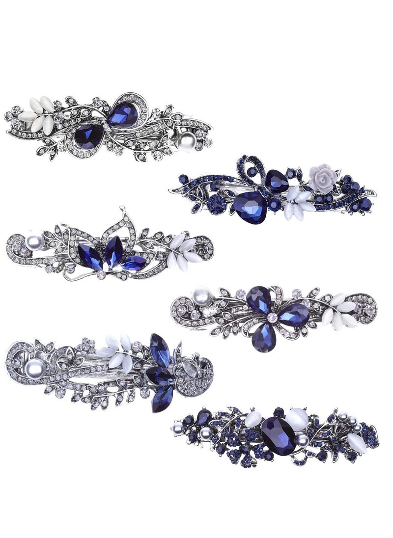 anezus Hair Barrettes for Women, Anezus 6 Pcs Crystal Rhinestones Hair Barrettes Fancy Vintage Spring French Hair Clips for Women Girls Hair Styling Tools Accessories  - Image 1