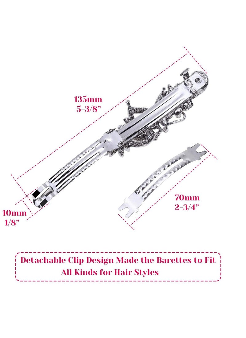 anezus Hair Barrettes for Women, Anezus 6 Pcs Crystal Rhinestones Hair Barrettes Fancy Vintage Spring French Hair Clips for Women Girls Hair Styling Tools Accessories  - Image 4