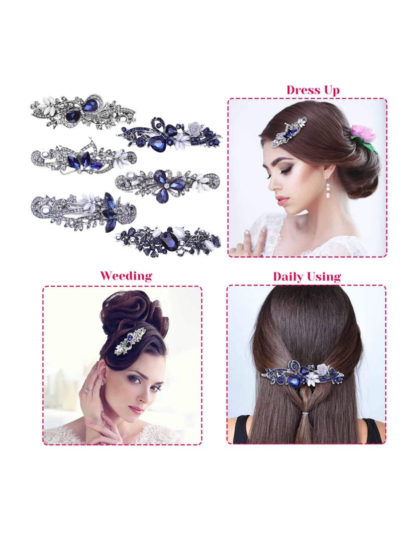 anezus Hair Barrettes for Women, Anezus 6 Pcs Crystal Rhinestones Hair Barrettes Fancy Vintage Spring French Hair Clips for Women Girls Hair Styling Tools Accessories  - Image 3