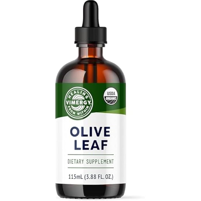 Vimergy Olive Leaf – Supports Immune Health* 57 2mL (2 Droppers or 58 Drops) Servings (200mg Extract Per Serving) – USDA Certified Organic, Vegan, Paleo-Friendly and Gluten-Free – 115 mL - Image 1