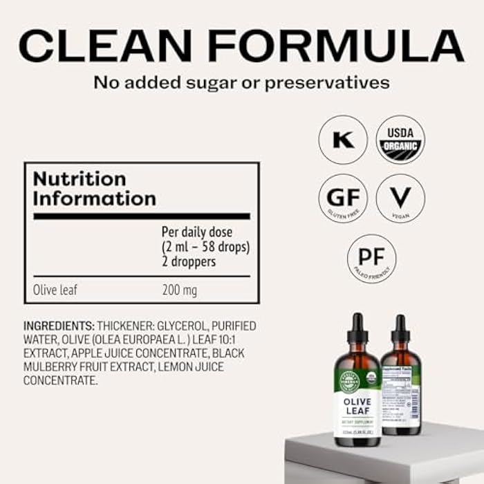 Vimergy Olive Leaf – Supports Immune Health* 57 2mL (2 Droppers or 58 Drops) Servings (200mg Extract Per Serving) – USDA Certified Organic, Vegan, Paleo-Friendly and Gluten-Free – 115 mL - Image 4