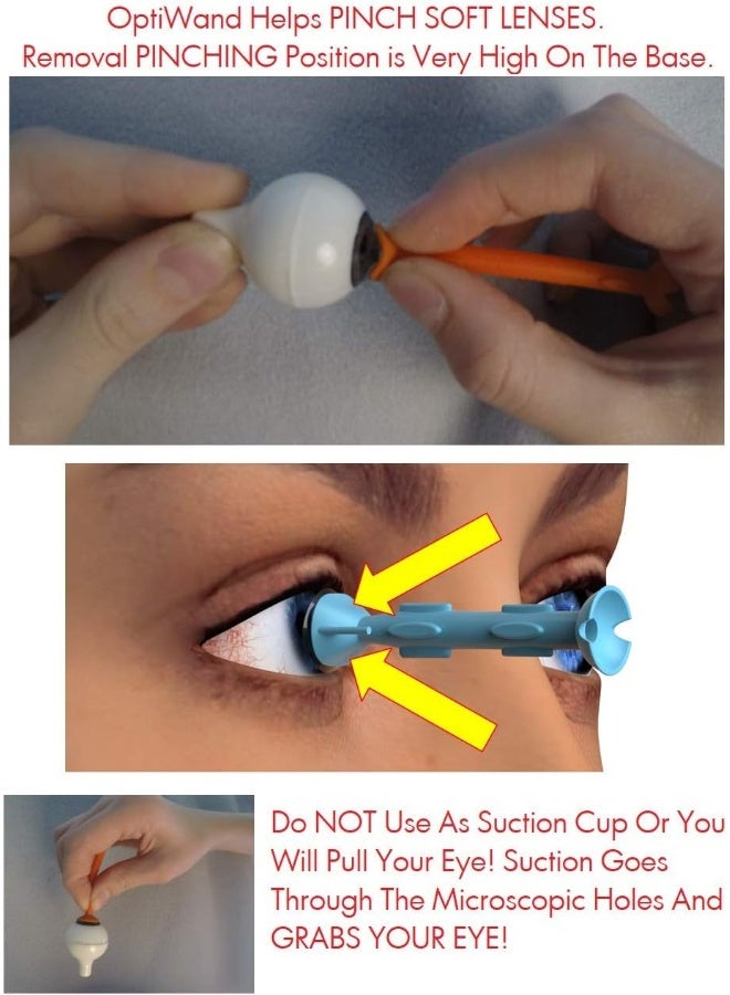OptiWand 2 Pack - Portable Soft Contact Lens Removal & Insertion Tool - Silicone Rubber Eye Lens Inserter & Remover Device with Pincher End & Finger Grips - Safe & Easy to Use, Travel Size – 1.75" - Image 5