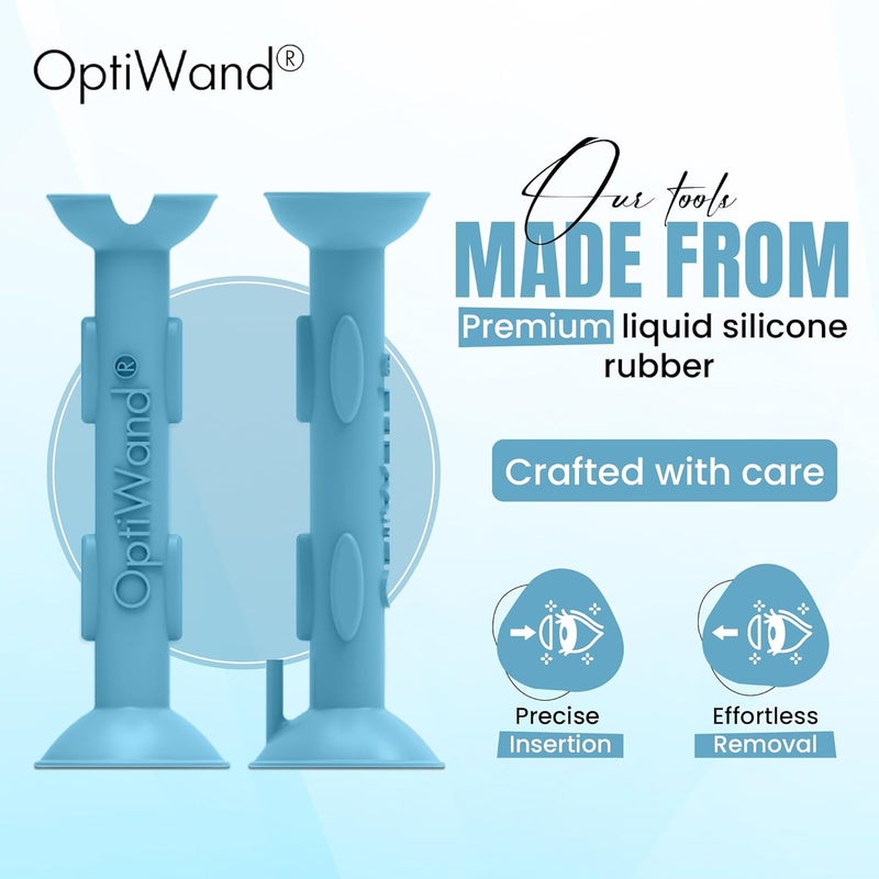 OptiWand 2 Pack - Portable Soft Contact Lens Removal & Insertion Tool - Silicone Rubber Eye Lens Inserter & Remover Device with Pincher End & Finger Grips - Safe & Easy to Use, Travel Size – 1.75" - Image 2