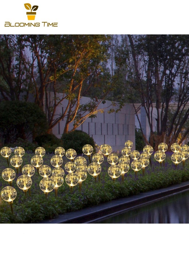 BLOOMING TIME Two Solar Fiber Optic Ball Lights, Solar Garden Outdoor Waterproof LED Luminous Ball Lights, Reed Ground Plug-In Lights, Atmosphere Landscape Lights, Can Emit Seven Colors - Image 1