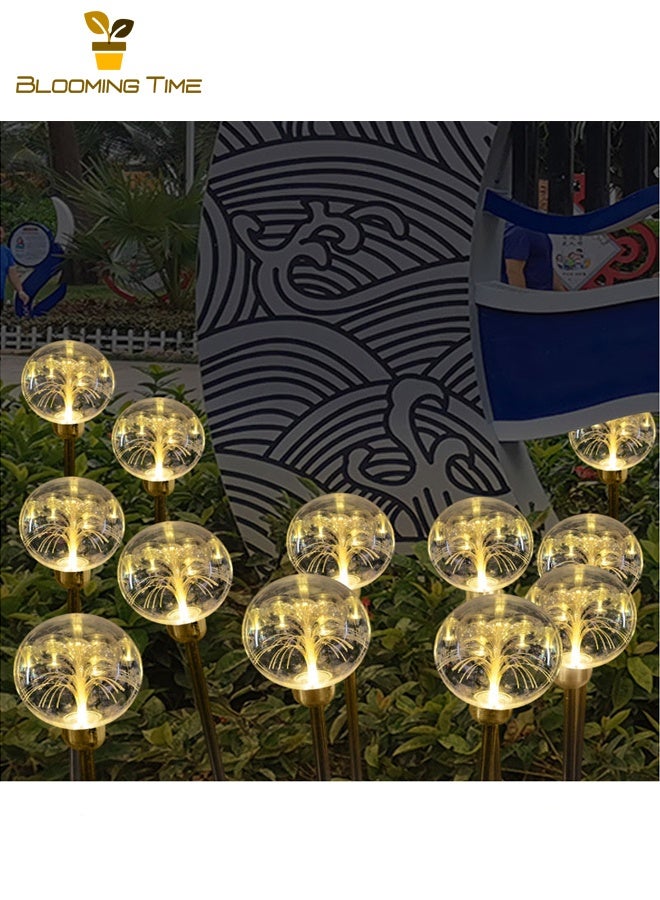BLOOMING TIME Two Solar Fiber Optic Ball Lights, Solar Garden Outdoor Waterproof LED Luminous Ball Lights, Reed Ground Plug-In Lights, Atmosphere Landscape Lights, Can Emit Seven Colors - Image 2