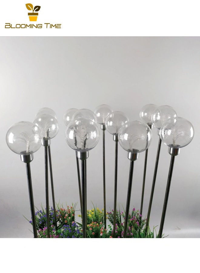 BLOOMING TIME Two Solar Fiber Optic Ball Lights, Solar Garden Outdoor Waterproof LED Luminous Ball Lights, Reed Ground Plug-In Lights, Atmosphere Landscape Lights, Can Emit Seven Colors - Image 4