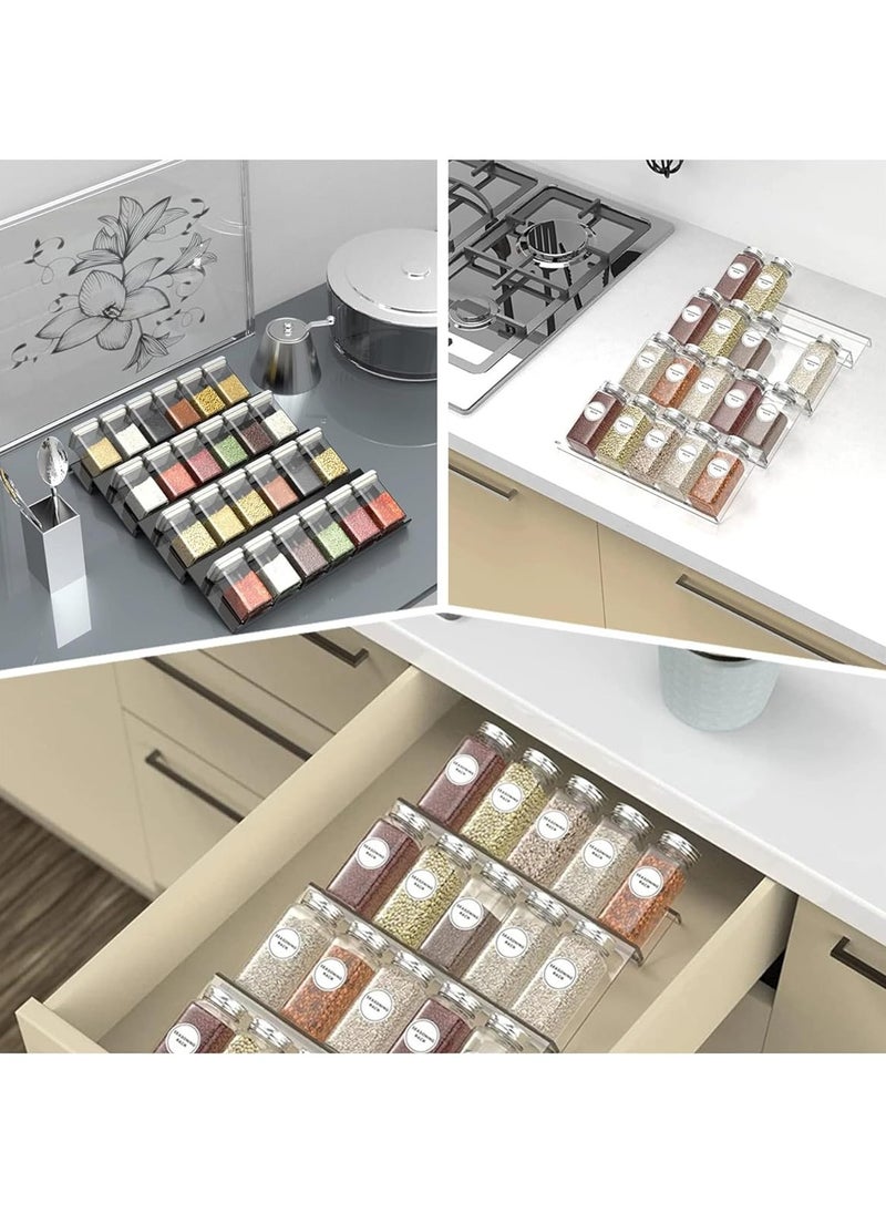 KITCHENOO - Spice Drawer Organizer 2 Piece Clear Acrylic Slanted in Drawer Spice Jars - Image 1