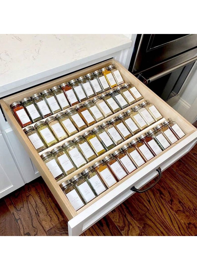 KITCHENOO - Spice Drawer Organizer 2 Piece Clear Acrylic Slanted in Drawer Spice Jars - Image 1