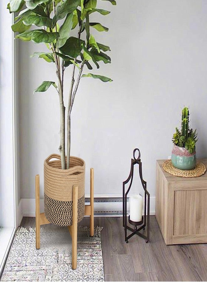 MEGASKET Woven Jute Plant Basket, Wicker Basket Planter up to 7" Pot, Round Indoor Tree Pot Cover, Small Boho Planter, Decorative Bins for Plants and Home Decor, 8”x8”x8, Black Stripes - Image 5