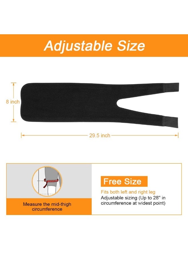 FDTY دعامة دعم الفخذ، غطاء ضاغط للعضلة الخلفية للفخذ مع شريط مانع للانزلاق يدعم الفخذ في حالات الالتواء، التهاب الأوتار، الشد العضلي، إصابات العضلات، إعادة التأهيل والتعافي، مناسب للرجال والنساء - Image 3