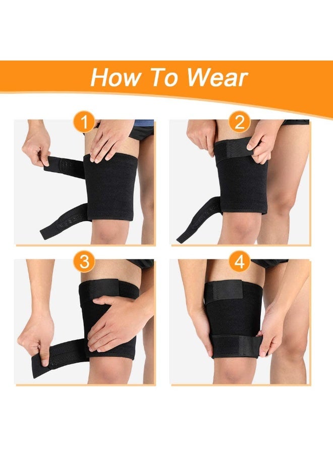 FDTY دعامة دعم الفخذ، غطاء ضاغط للعضلة الخلفية للفخذ مع شريط مانع للانزلاق يدعم الفخذ في حالات الالتواء، التهاب الأوتار، الشد العضلي، إصابات العضلات، إعادة التأهيل والتعافي، مناسب للرجال والنساء - Image 4