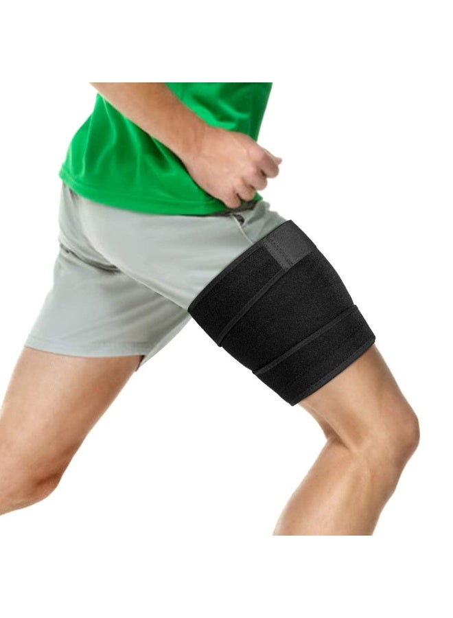 FDTY دعامة دعم الفخذ، غطاء ضاغط للعضلة الخلفية للفخذ مع شريط مانع للانزلاق يدعم الفخذ في حالات الالتواء، التهاب الأوتار، الشد العضلي، إصابات العضلات، إعادة التأهيل والتعافي، مناسب للرجال والنساء - Image 1