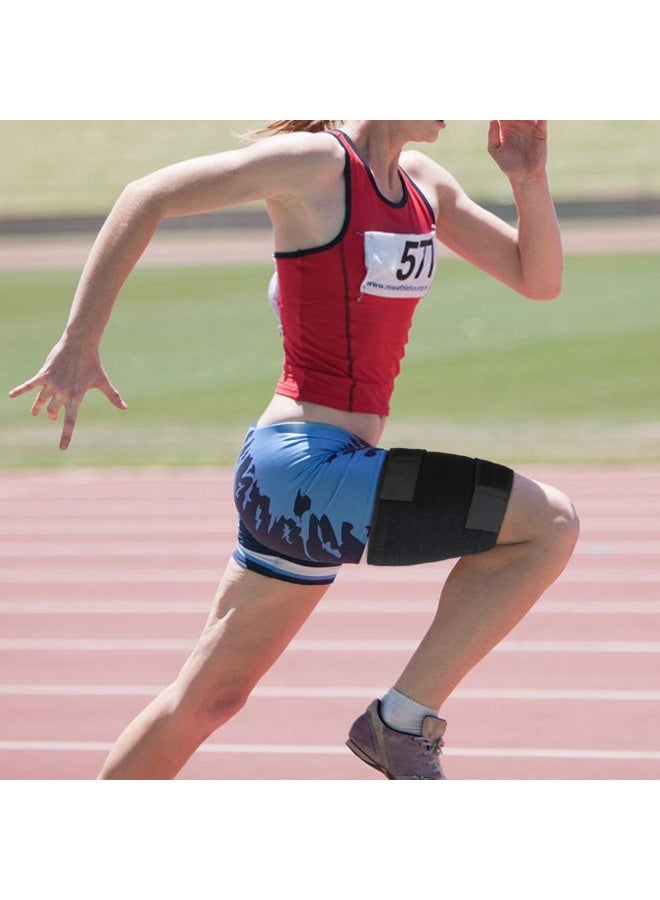 FDTY دعامة دعم الفخذ، غطاء ضاغط للعضلة الخلفية للفخذ مع شريط مانع للانزلاق يدعم الفخذ في حالات الالتواء، التهاب الأوتار، الشد العضلي، إصابات العضلات، إعادة التأهيل والتعافي، مناسب للرجال والنساء - Image 5