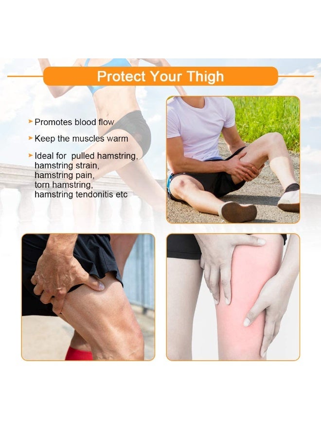 FDTY دعامة دعم الفخذ، غطاء ضاغط للعضلة الخلفية للفخذ مع شريط مانع للانزلاق يدعم الفخذ في حالات الالتواء، التهاب الأوتار، الشد العضلي، إصابات العضلات، إعادة التأهيل والتعافي، مناسب للرجال والنساء - Image 2