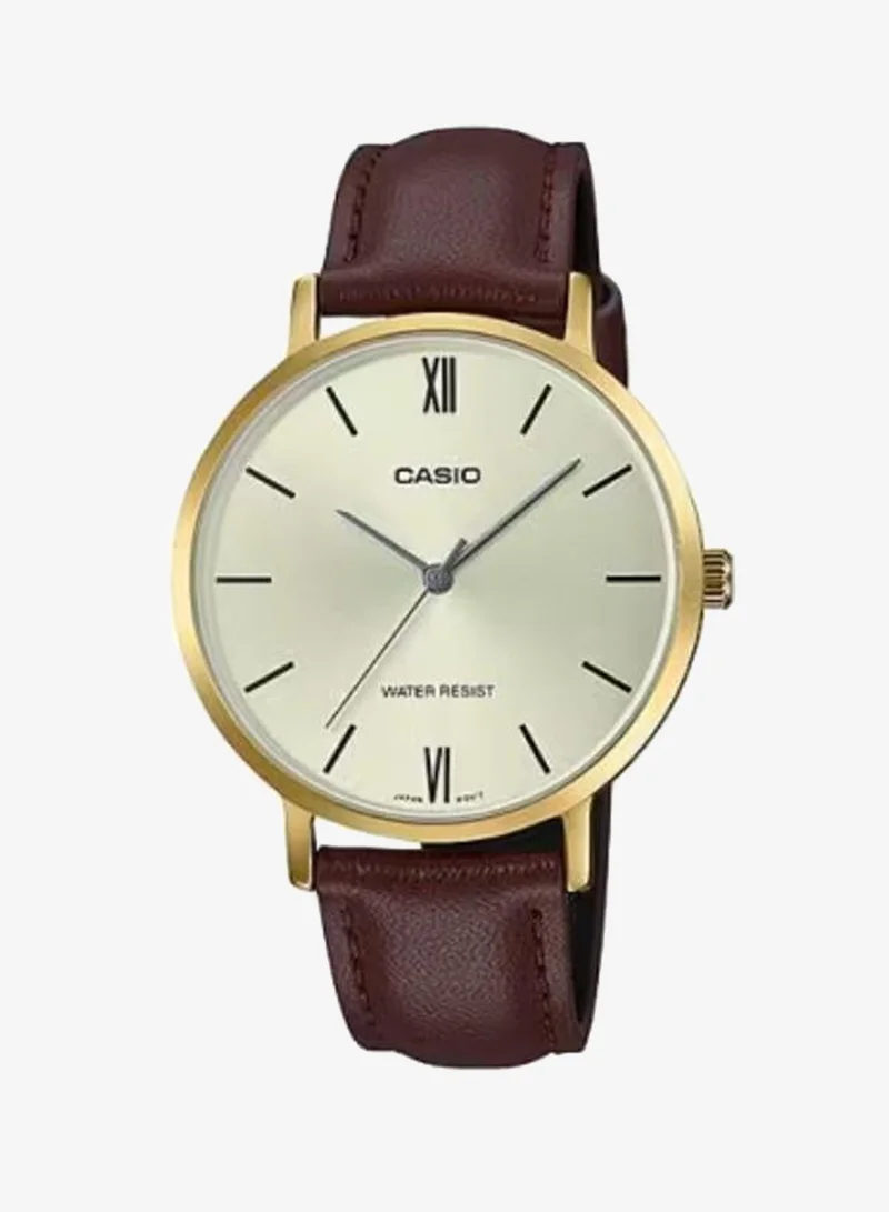 Casio Women's Leather Analog Watch LTP-VT01GL-9BUDF - 34 mm