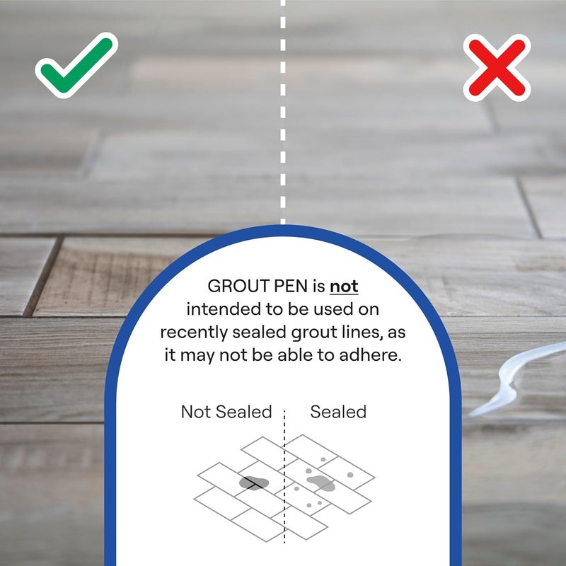 Rainbow 5mm White Grout Pen Tile Marker Waterproof Grout Restorer, Tile Joint Repair Pen, Mold Resistant Whitening Cleaner for Bathroom, Kitchen Tiles, Floor & Wall Grout Renewal - Image 5