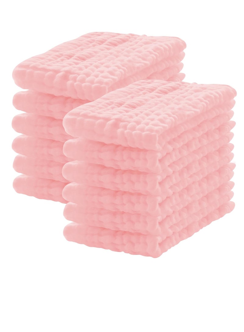 Gonice 12 Pack Muslin Burp Cloths 100% Cotton Muslin Cloths Large 20''x10'' Extra Soft and Absorbent Baby Burping Cloth - Pink - Image 1