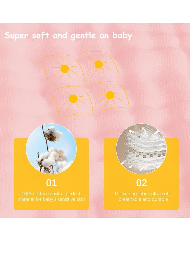 Gonice 12 Pack Muslin Burp Cloths 100% Cotton Muslin Cloths Large 20''x10'' Extra Soft and Absorbent Baby Burping Cloth - Pink - Image 3