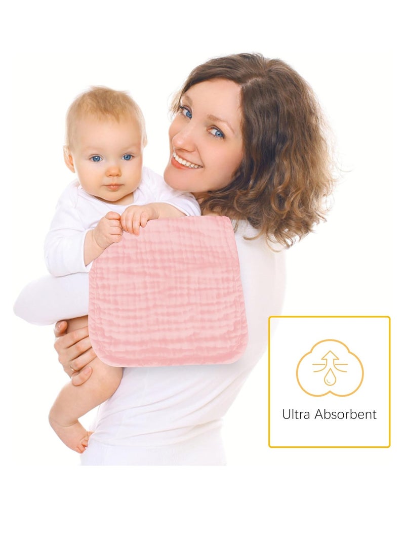 Gonice 12 Pack Muslin Burp Cloths 100% Cotton Muslin Cloths Large 20''x10'' Extra Soft and Absorbent Baby Burping Cloth - Pink - Image 2