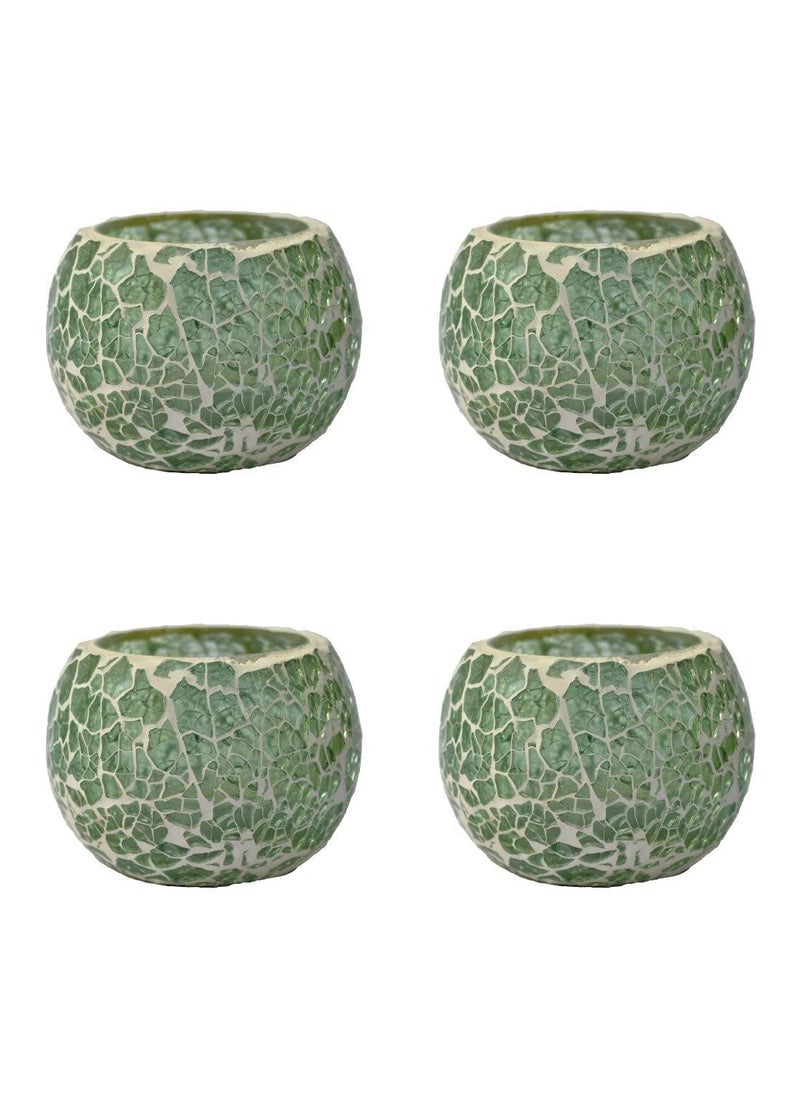 KHAMMA GHANNI Khamma Ghanni Handicraft Crackel Work Glass Candle tealight Holder for Home Decoration of Bedroom guestroom II Candle Light Dinner Decor II Deewali Decoration Set of 4  - Image 3