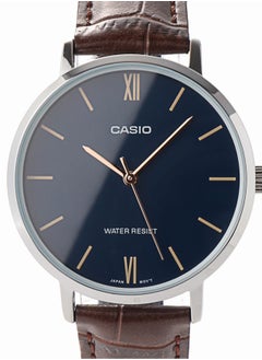 CASIO ساعة كاسيو انالوج بسوار جلدي ومينا زرقاء للزوجين MTP/LTP-VT001L-2BUDF  - Image 3